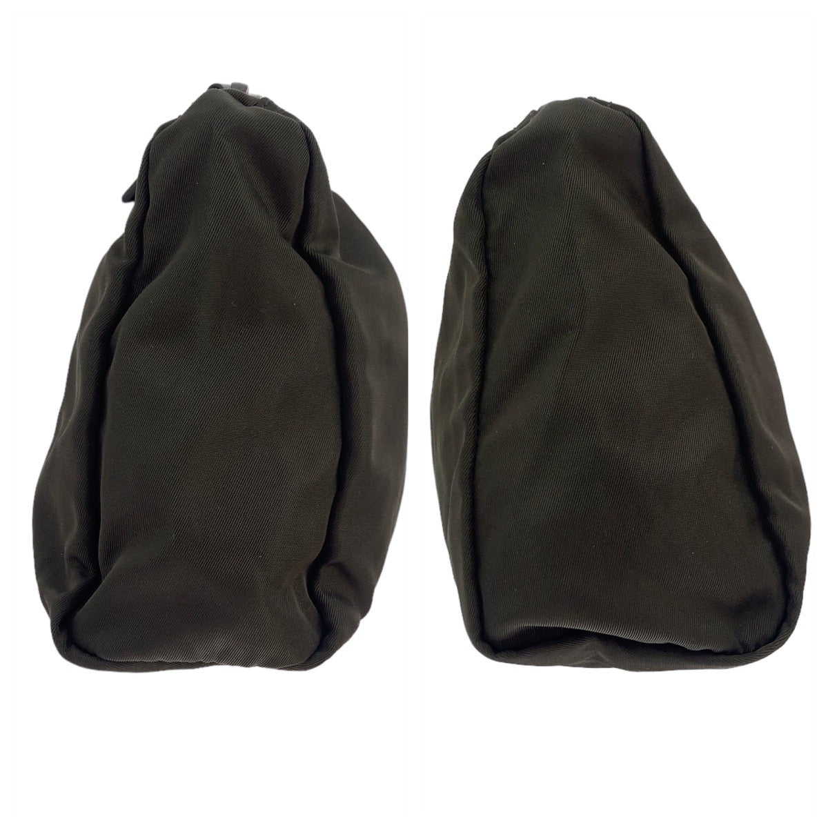 PRADA Prada Tessuto Triangle Logo Plate Khaki Silver Hardware Nylon Pouch Accessory Pouch Women's