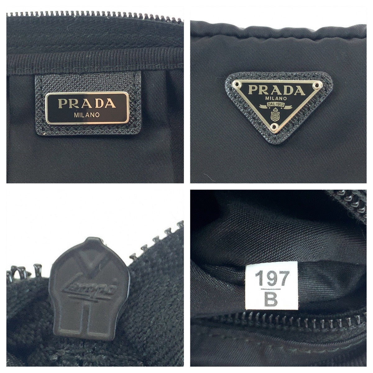 PRADA Prada Tessuto Triangle Logo Plate Black Silver Hardware Nylon Makeup Pouch Pouch Women's