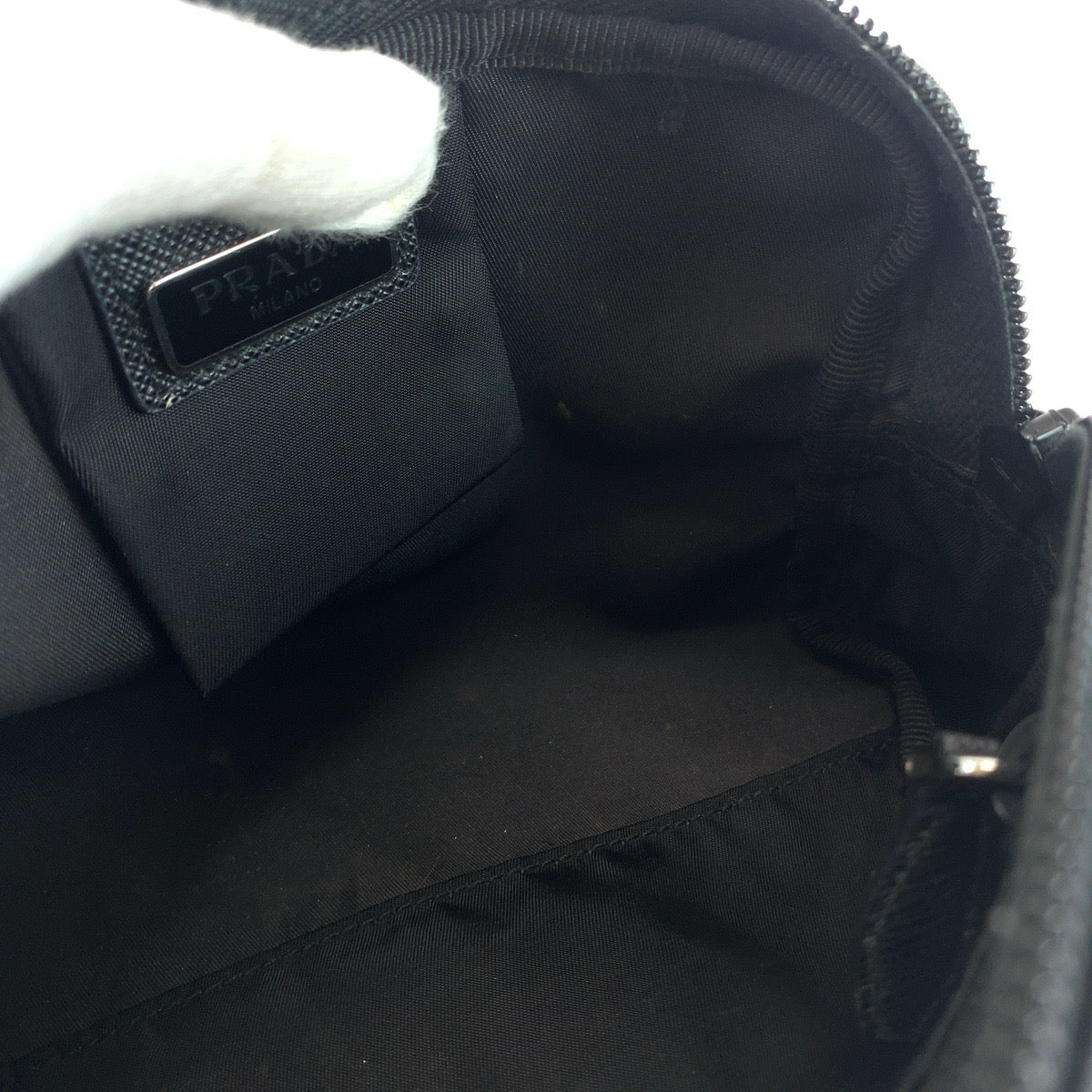 PRADA Prada Tessuto Triangle Logo Plate Black Silver Hardware Nylon Makeup Pouch Pouch Women's