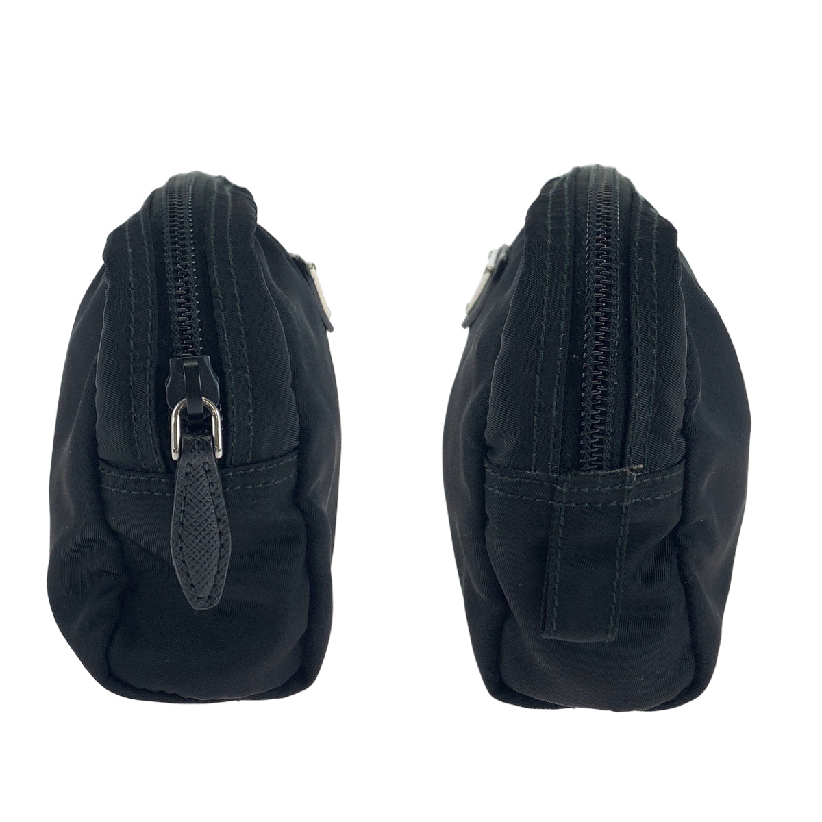 PRADA Prada Tessuto Triangle Logo Plate Black Silver Hardware Nylon Makeup Pouch Pouch Women's