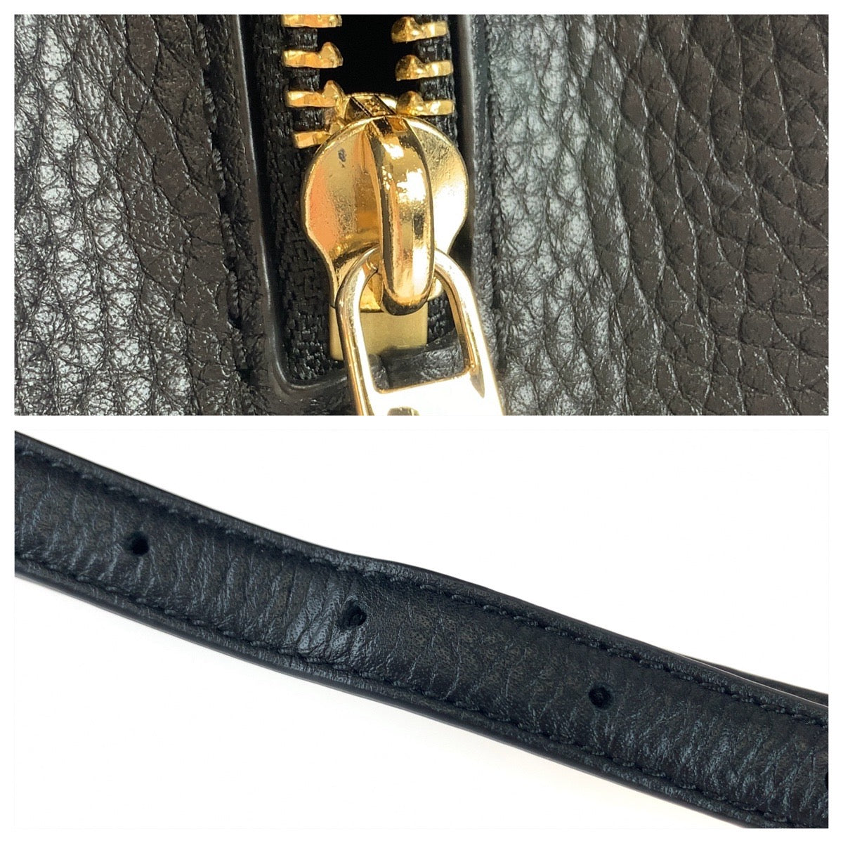 11305
Michael Kors マイケルコース ブラック 黒 ゴールド金具 レザー ショルダーバッグ ハンドバッグ  レディース