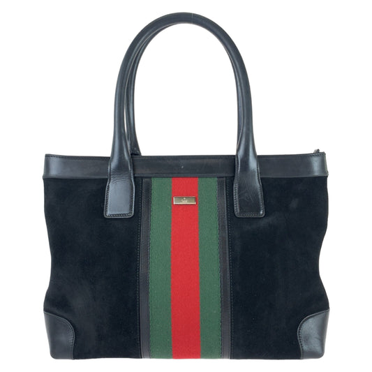 GUCCI グッチ シェリーライン ブラック 黒 シルバー金具 スウェード / レザー 33890 トートバッグ ショルダーバッグ  レディース