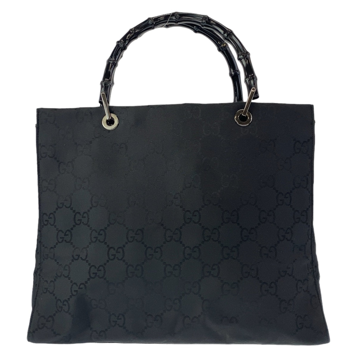 11309
GUCCI グッチ バンブー GG柄 ブラック シルバー金具 ナイロン 21010 トートバッグ ハンドバッグ  レディース
