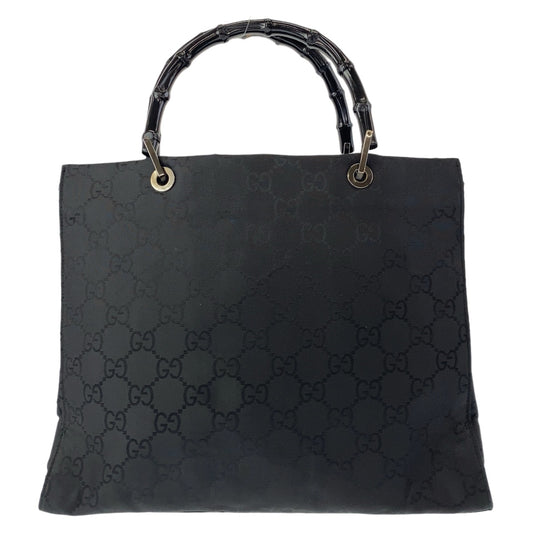11309
GUCCI グッチ バンブー GG柄 ブラック シルバー金具 ナイロン 21010 トートバッグ ハンドバッグ  レディース