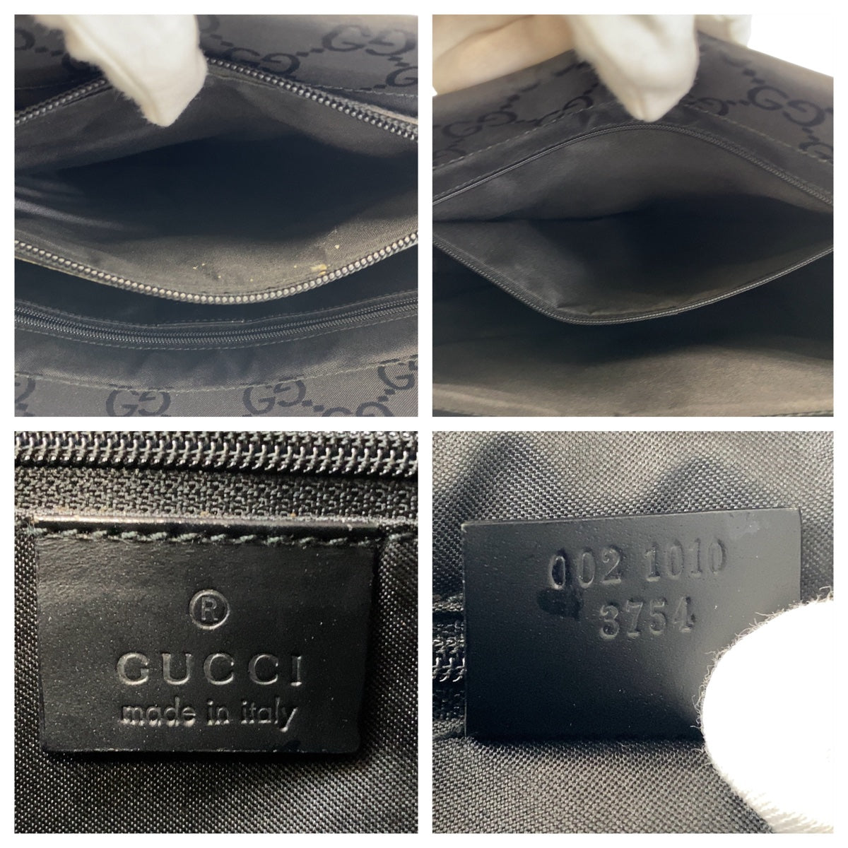 11309
GUCCI グッチ バンブー GG柄 ブラック シルバー金具 ナイロン 21010 トートバッグ ハンドバッグ  レディース