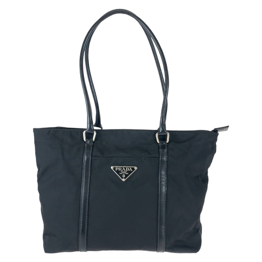 11311
PRADA プラダ テスート 三角ロゴプレート ブラック シルバー金具 ナイロン / レザー トートバッグ ショルダーバッグ  レディース