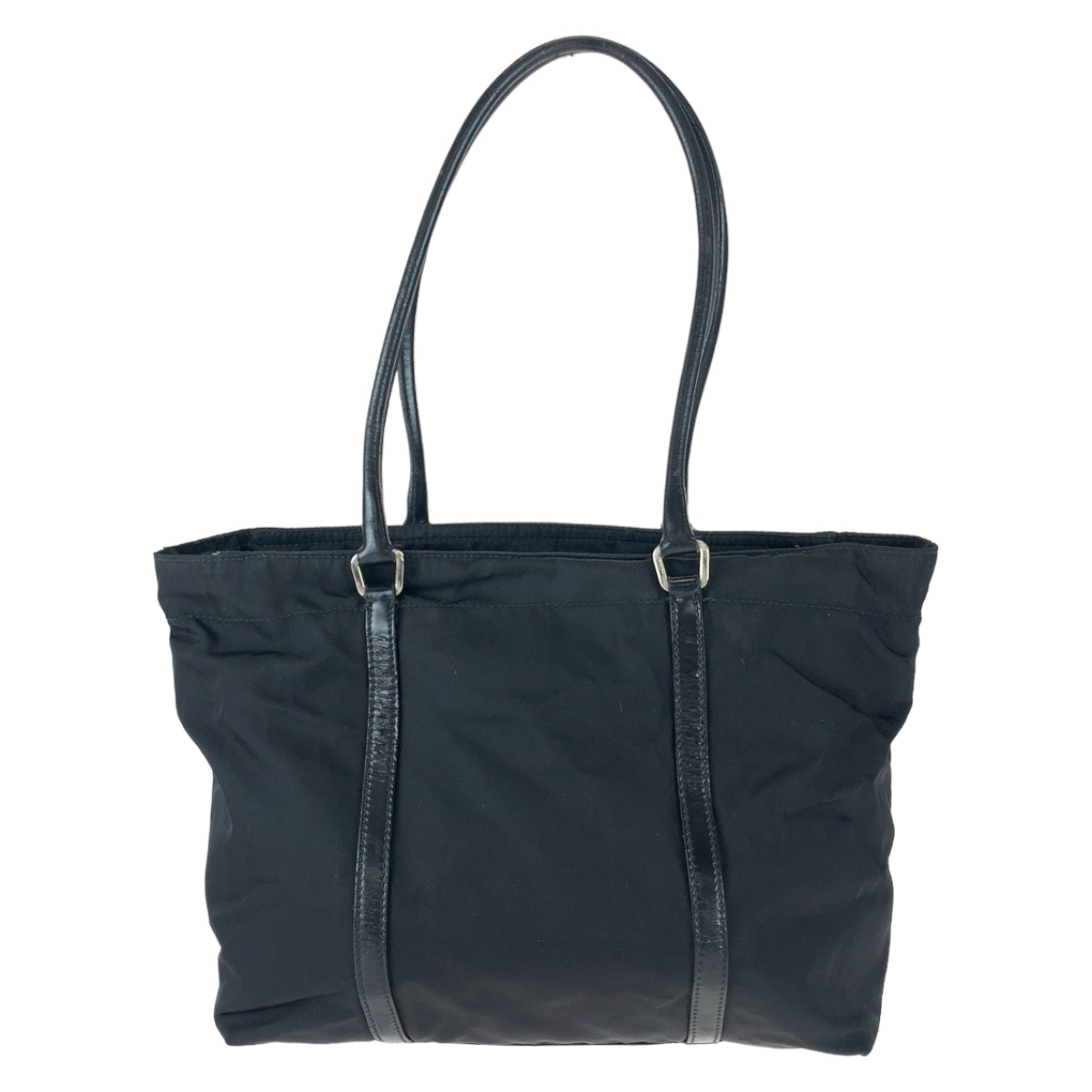 11311
PRADA プラダ テスート 三角ロゴプレート ブラック シルバー金具 ナイロン / レザー トートバッグ ショルダーバッグ  レディース