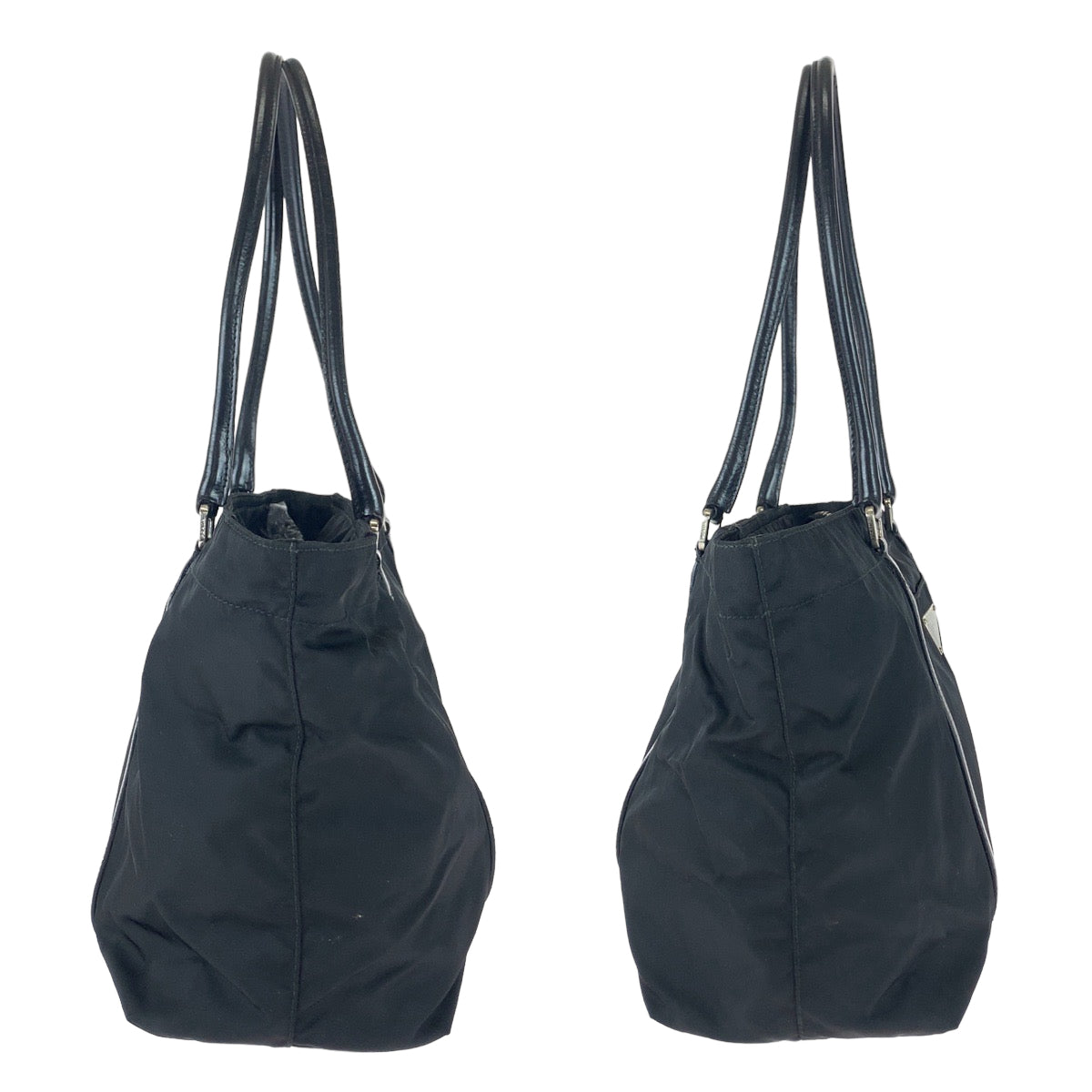 11311
PRADA プラダ テスート 三角ロゴプレート ブラック シルバー金具 ナイロン / レザー トートバッグ ショルダーバッグ  レディース
