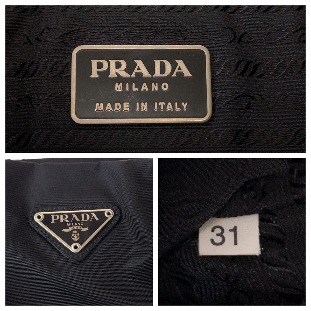11315
PRADA プラダ テスート 三角ロゴプレート ブラック 黒 シルバー金具 ナイロン トートバッグ ショルダーバッグ  レディース