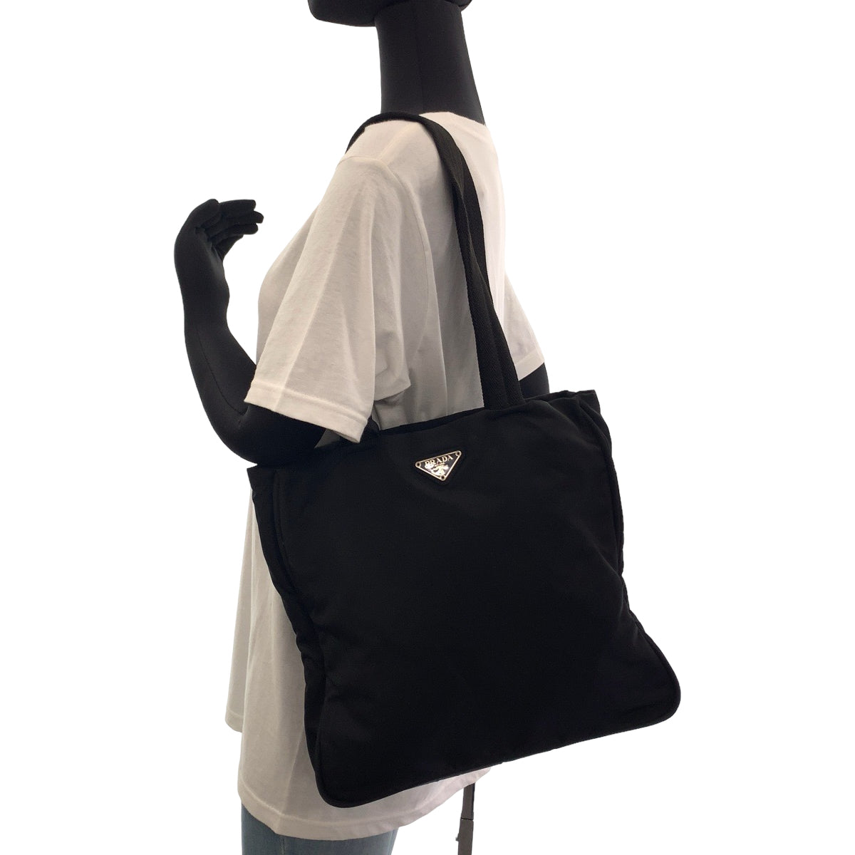 11315
PRADA プラダ テスート 三角ロゴプレート ブラック 黒 シルバー金具 ナイロン トートバッグ ショルダーバッグ  レディース