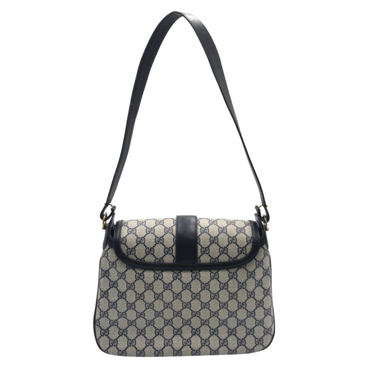 12865
GUCCI グッチ ヴィンテージ オールドグッチ ネイビー ゴールド金具 GGスプリームキャンバス ショルダーバッグ  レディース