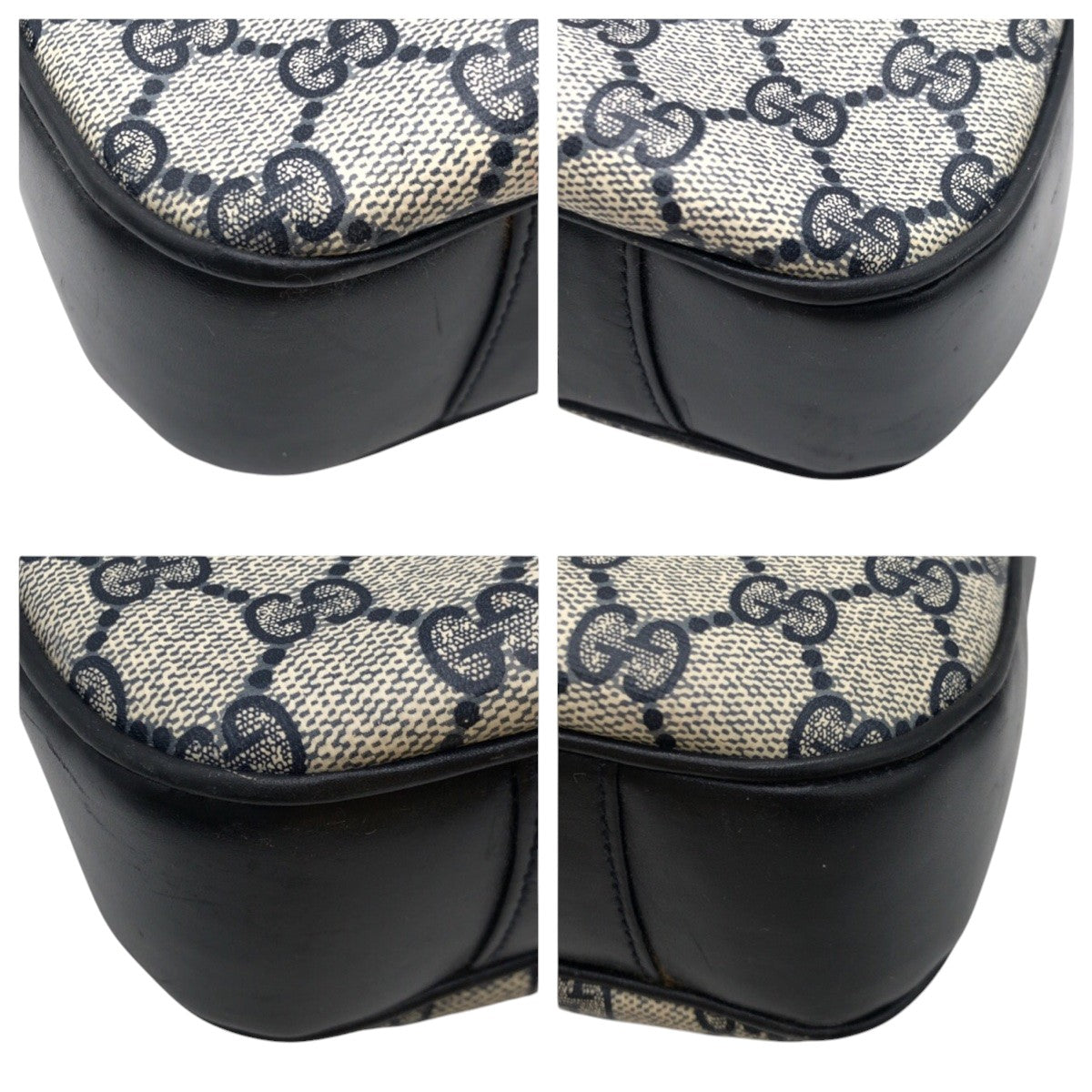 12865
GUCCI グッチ ヴィンテージ オールドグッチ ネイビー ゴールド金具 GGスプリームキャンバス ショルダーバッグ  レディース