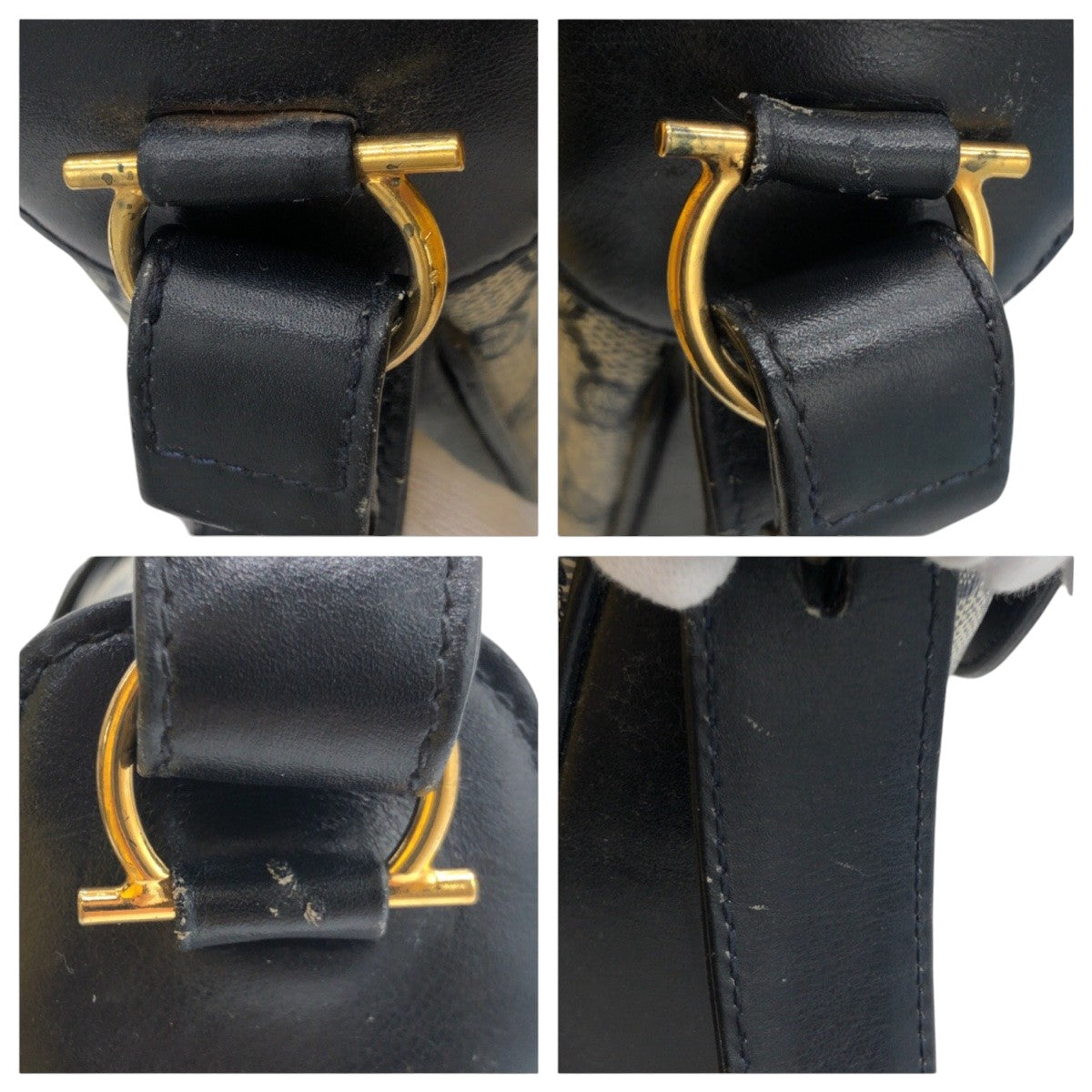 12865
GUCCI グッチ ヴィンテージ オールドグッチ ネイビー ゴールド金具 GGスプリームキャンバス ショルダーバッグ  レディース