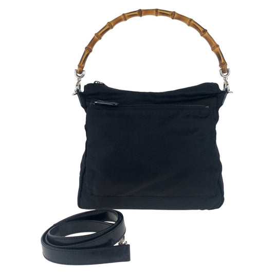 11317
GUCCI グッチ バンブー ブラック シルバー金具 ナイロン / レザー 000.2058.0509.5 斜め掛け ショルダーバッグ ハンドバッグ 2way  レディース