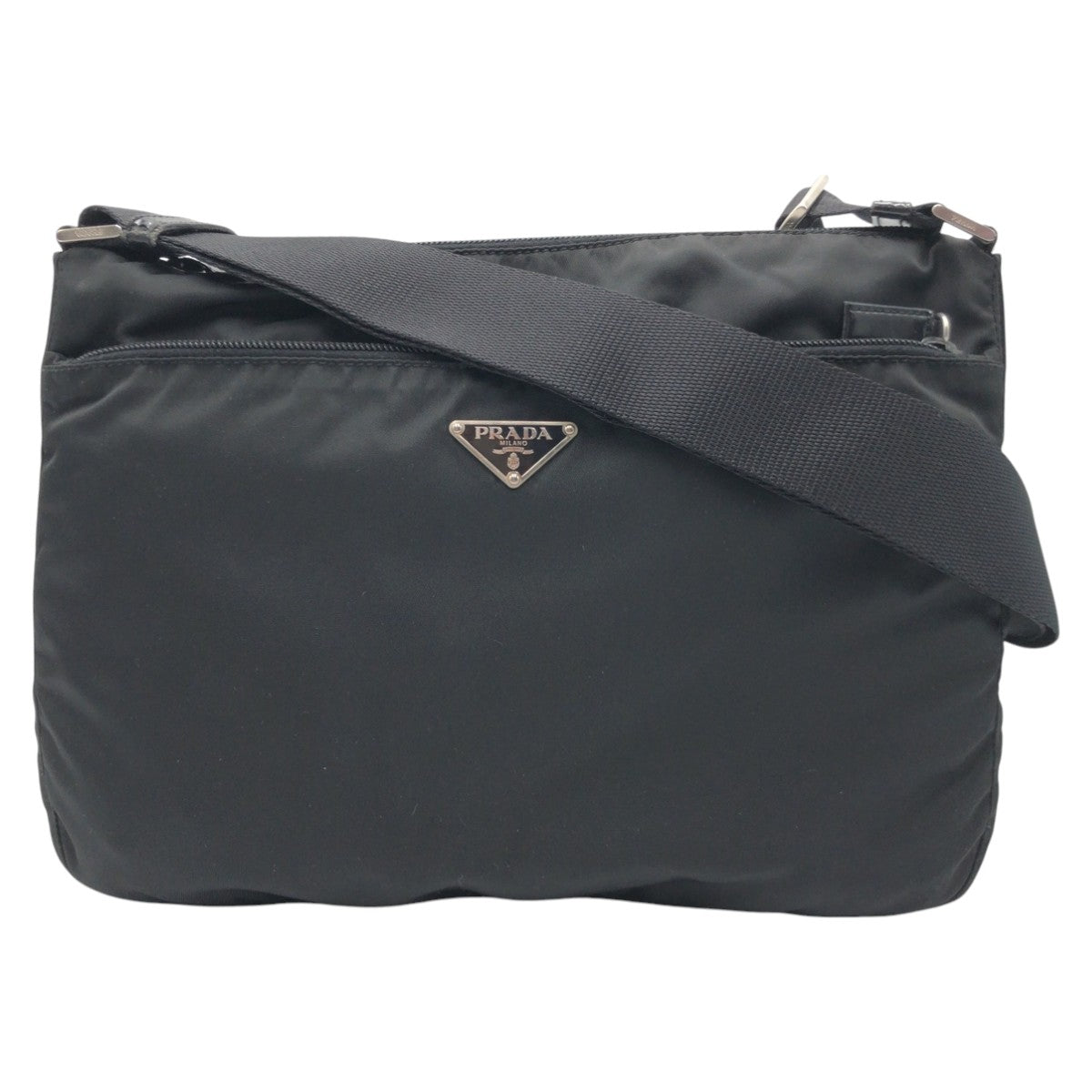 12866
PRADA プラダ テスート 三角ロゴ ブラック ナイロン ショルダーバック メッセンジャーバッグ  メンズ