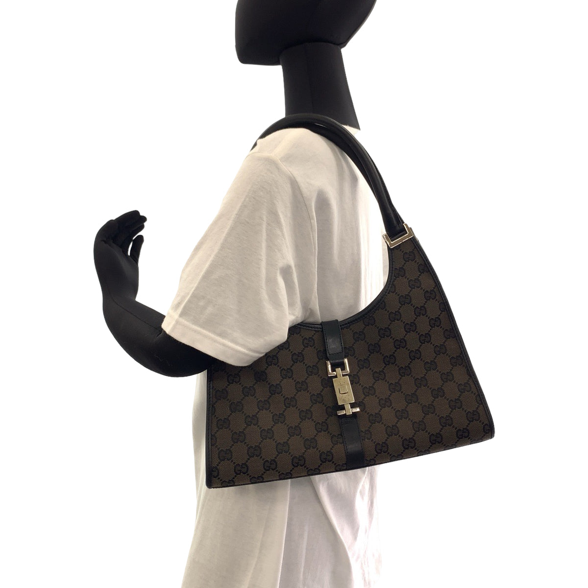 GUCCI グッチ ジャッキー ブラウン ブラック シルバー金具 GGキャンバス 002 1067 ショルダーバッグ  レディース