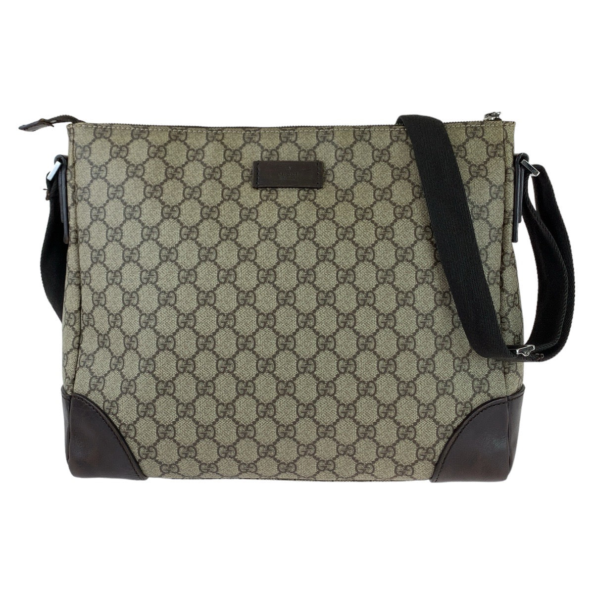 12450
GUCCI グッチ GG柄 ブラウン グレー シルバー金具 GGスプリームキャンバス 110054 斜め掛け ショルダーバッグ メッセンジャーバッグ  レディース