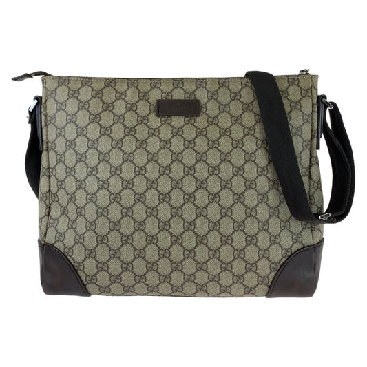 12450
GUCCI グッチ GG柄 ブラウン グレー シルバー金具 GGスプリームキャンバス 110054 斜め掛け ショルダーバッグ メッセンジャーバッグ  レディース