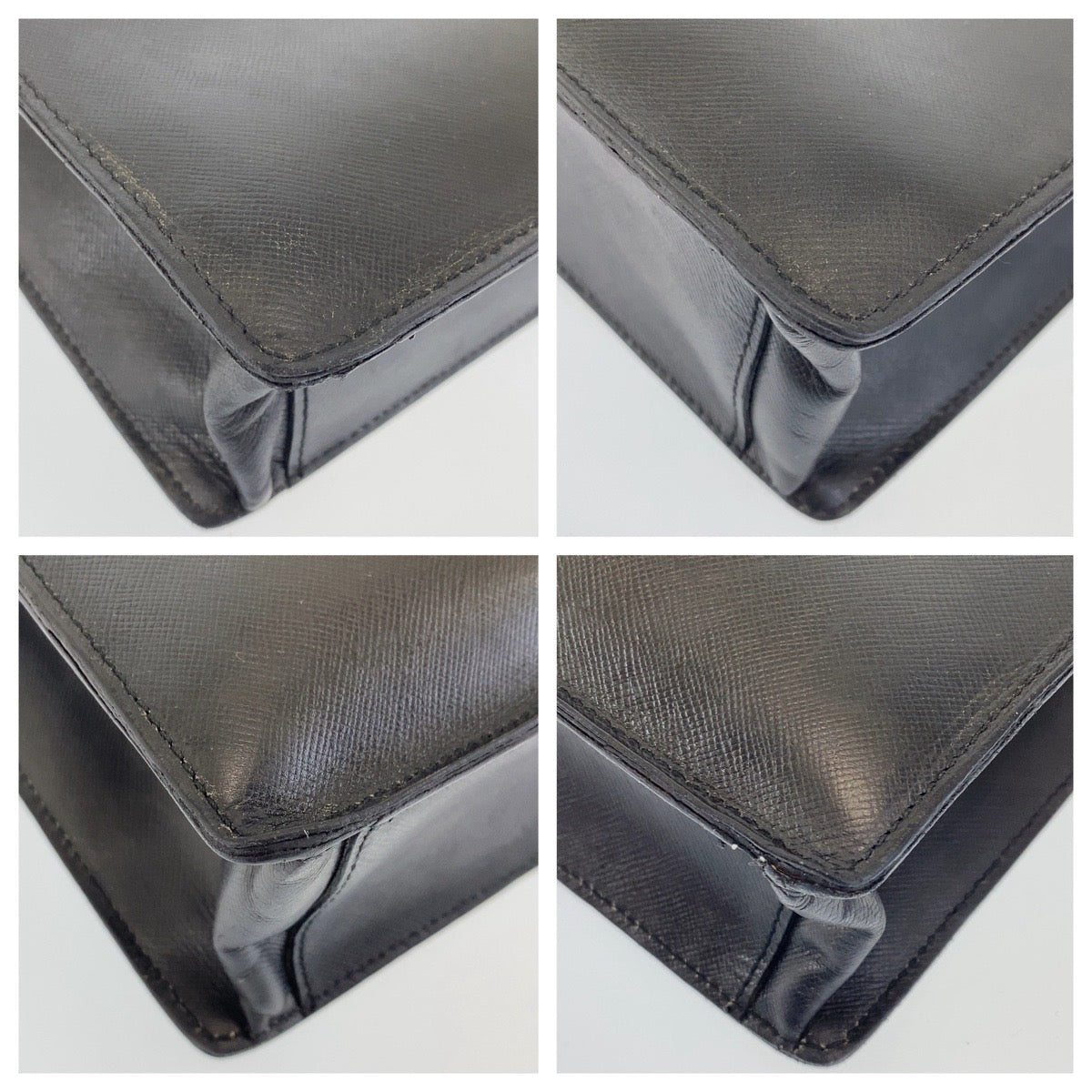 12448
PRADA プラダ サフィアーノ ブラック 黒 シルバー金具 レザー ビジネスバッグ ブリーフケース A4収納  メンズ AB21
