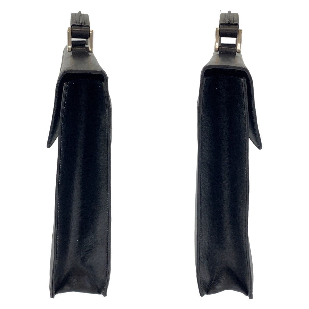 12448
PRADA プラダ サフィアーノ ブラック 黒 シルバー金具 レザー ビジネスバッグ ブリーフケース A4収納  メンズ AB21