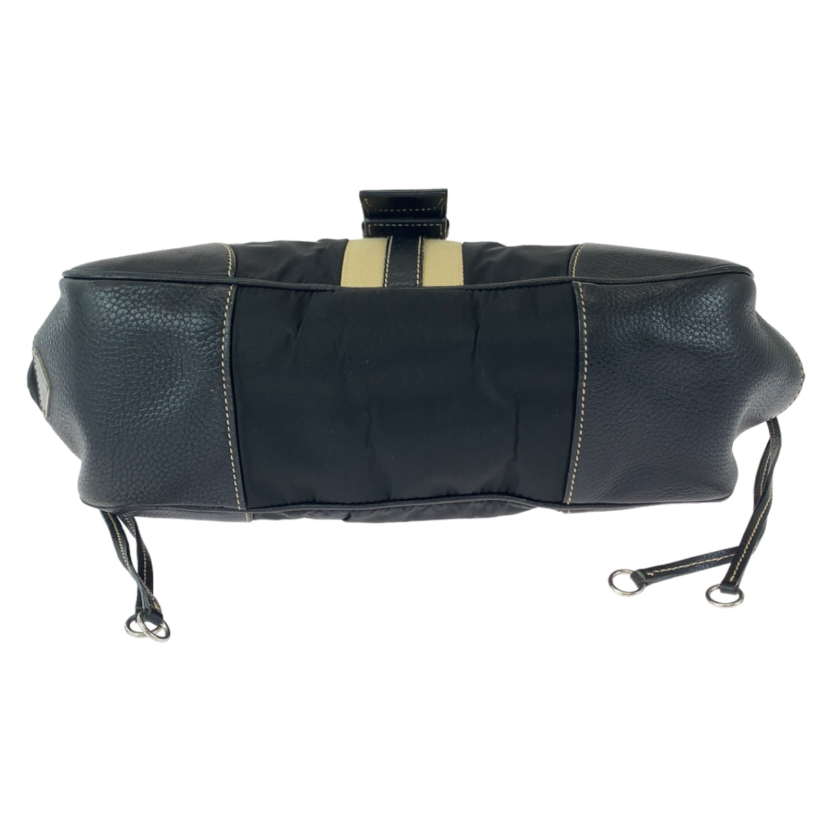 12447
PRADA プラダ 三角ロゴプレート ブラック 黒 ベージュ シルバー金具 レザー BR2937 ショルダーバッグ ハンドバッグ  レディース