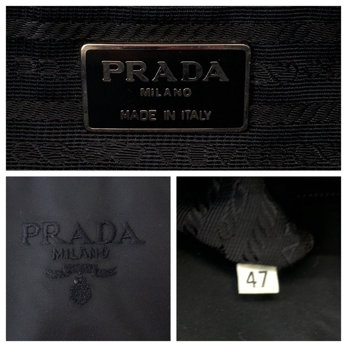 11327
PRADA プラダ テスート ロゴ刺繍 ブラック 黒 ナイロン トートバッグ ショルダーバッグ  レディース