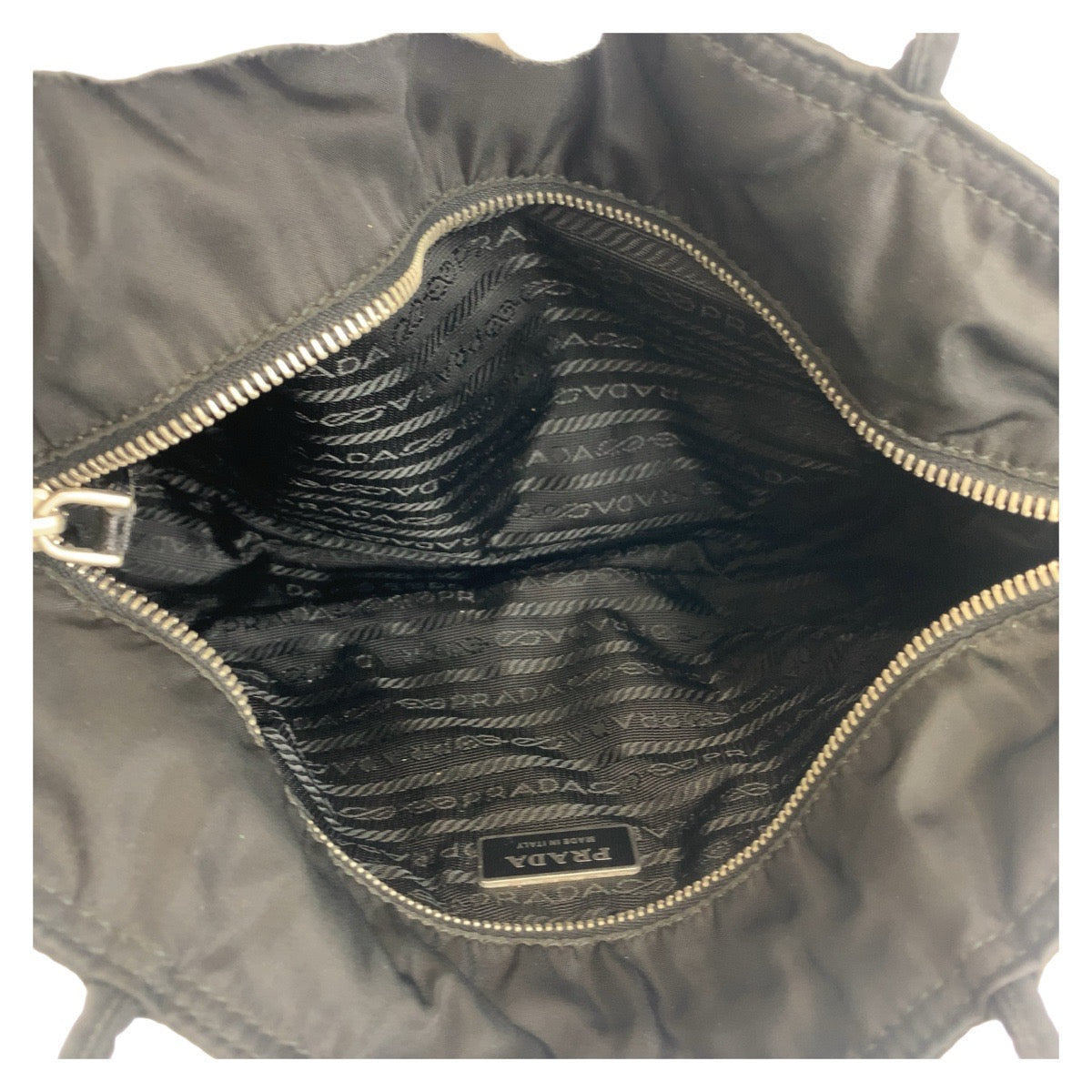 PRADA Prada Tessuto Triangle Logo Plate Black Silver Hardware Nylon Tote Bag Shoulder Bag Women's