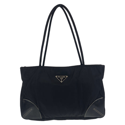 PRADA Prada Tessuto Triangle Logo Plate Black Silver Hardware Nylon Tote Bag Shoulder Bag Women's