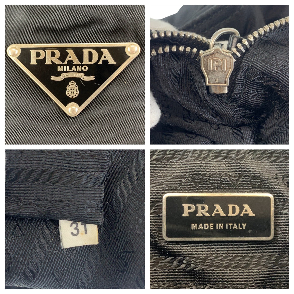 PRADA Prada Tessuto Triangle Logo Plate Black Silver Hardware Nylon Tote Bag Shoulder Bag Women's