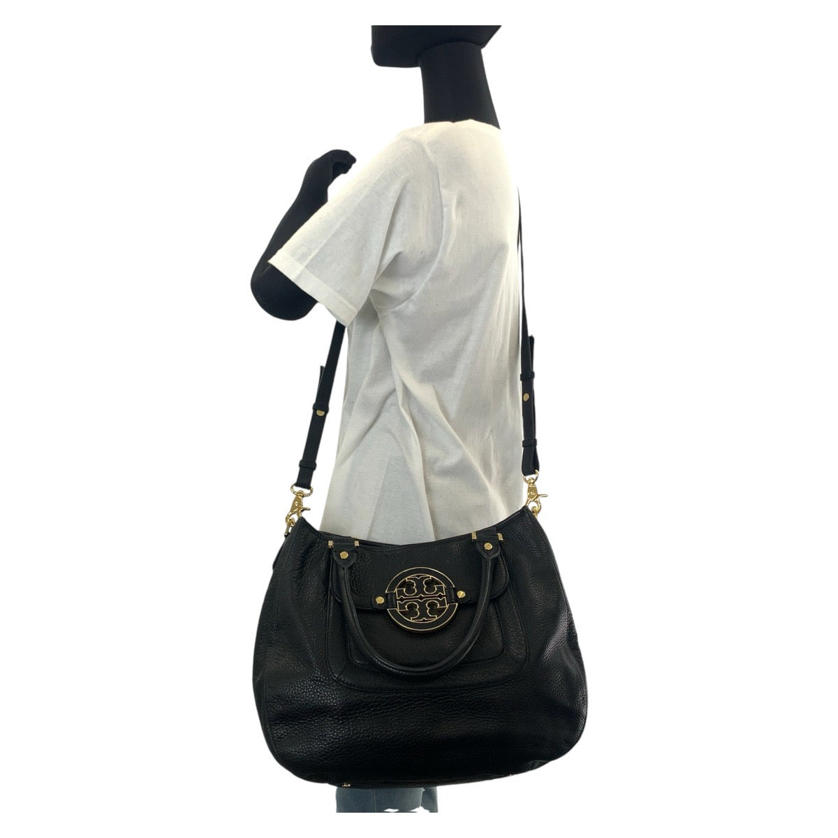 12446
Tory Burch トリーバーチ アマンダ ブラック 黒 ゴールド金具 レザー トートバッグ ショルダーバッグ 2way  レディース