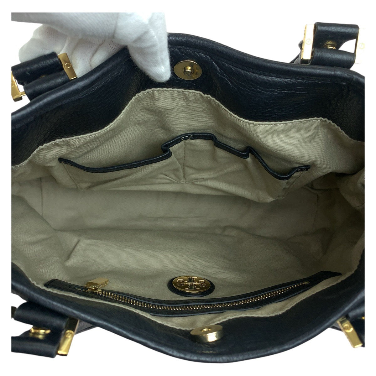 12446
Tory Burch トリーバーチ アマンダ ブラック 黒 ゴールド金具 レザー トートバッグ ショルダーバッグ 2way  レディース