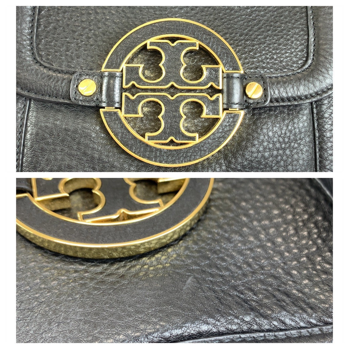 12446
Tory Burch トリーバーチ アマンダ ブラック 黒 ゴールド金具 レザー トートバッグ ショルダーバッグ 2way  レディース
