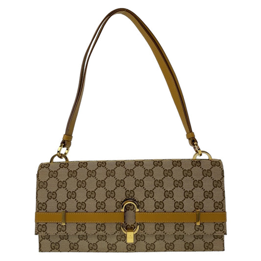 GUCCI グッチ GG柄 ベージュ キャメル ゴールド金具 GGキャンバス / レザー 001.4045 ショルダーバッグ ハンドバッグ  レディース