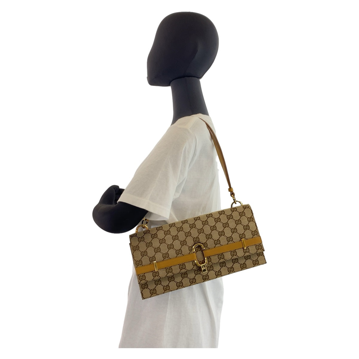 GUCCI グッチ GG柄 ベージュ キャメル ゴールド金具 GGキャンバス / レザー 001.4045 ショルダーバッグ ハンドバッグ  レディース