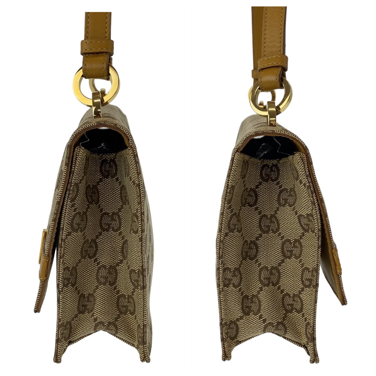 GUCCI グッチ GG柄 ベージュ キャメル ゴールド金具 GGキャンバス / レザー 001.4045 ショルダーバッグ ハンドバッグ  レディース