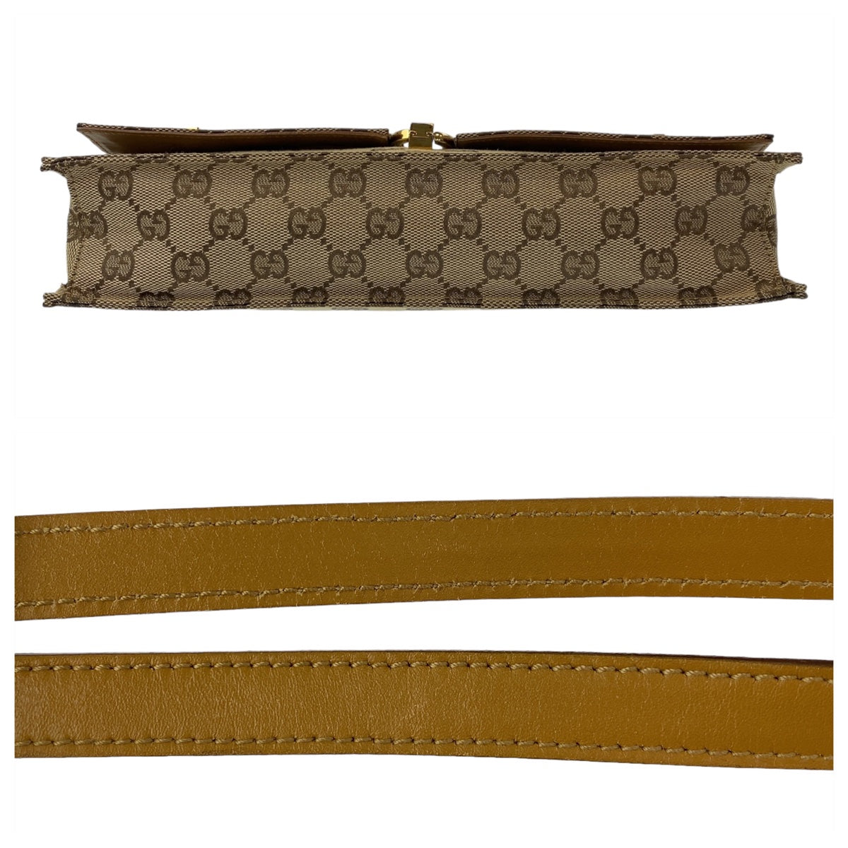 GUCCI グッチ GG柄 ベージュ キャメル ゴールド金具 GGキャンバス / レザー 001.4045 ショルダーバッグ ハンドバッグ  レディース