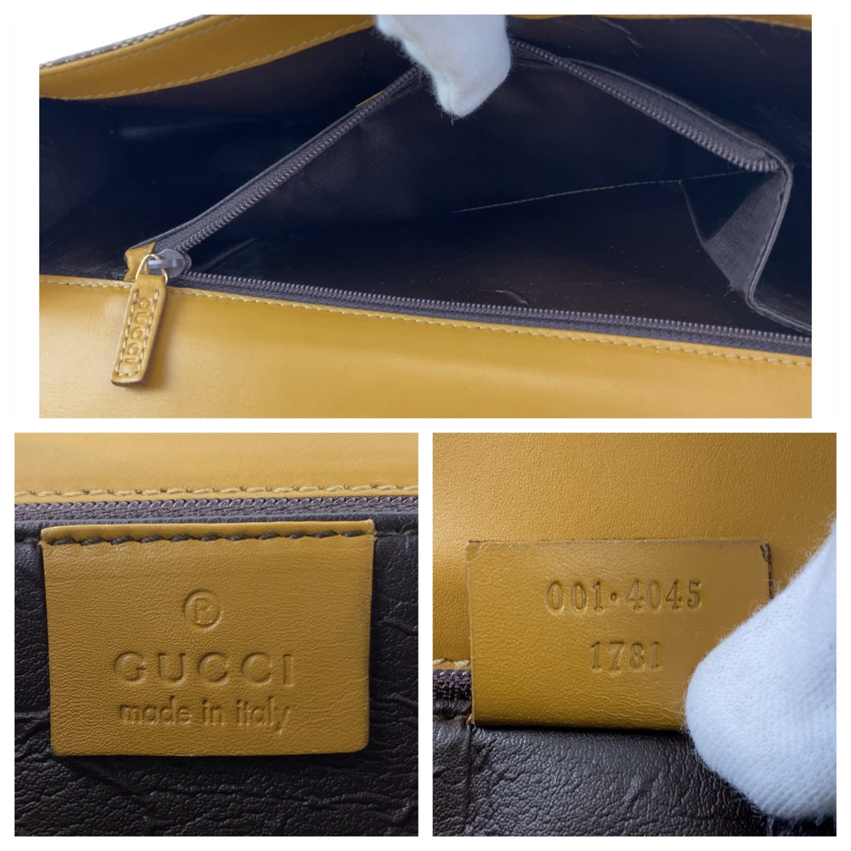 GUCCI グッチ GG柄 ベージュ キャメル ゴールド金具 GGキャンバス / レザー 001.4045 ショルダーバッグ ハンドバッグ  レディース