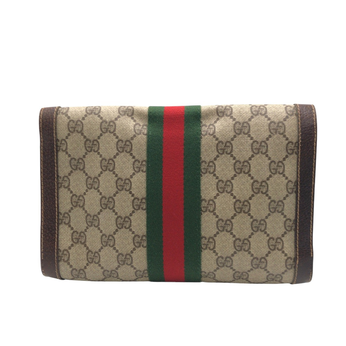 GUCCI グッチ ヴィンテージ シェリーライン ブラウン ゴールド金具 GGスプリームキャンバス クラッチバッグ セカンドバッグ  レディース