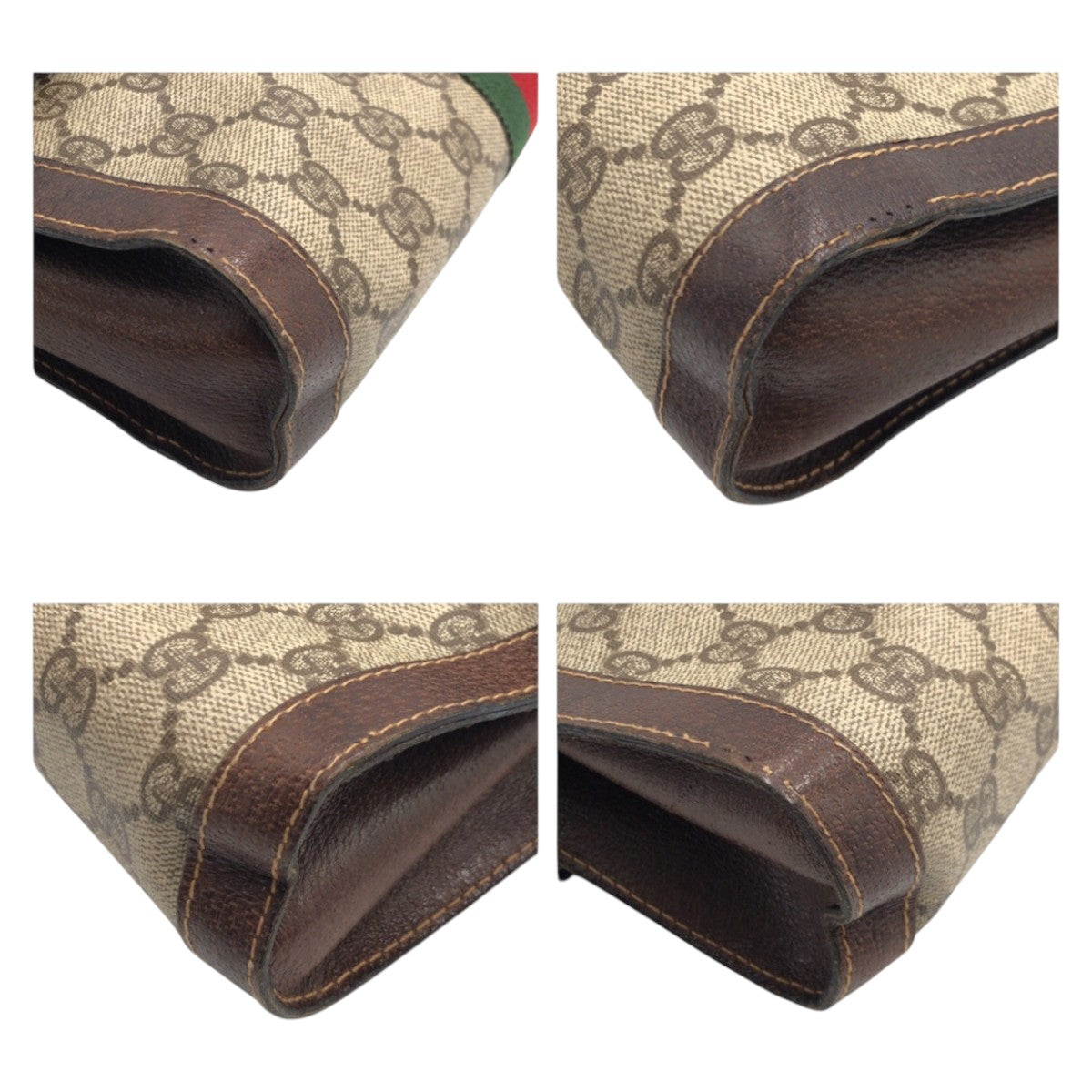 GUCCI グッチ ヴィンテージ シェリーライン ブラウン ゴールド金具 GGスプリームキャンバス クラッチバッグ セカンドバッグ  レディース