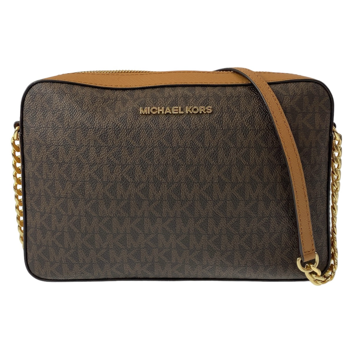 11339
Michael Kors マイケルコース ジェットセット クロスボディ ブラウン ゴールド金具 PVC 斜め掛け ショルダーバッグ ポシェット  レディース