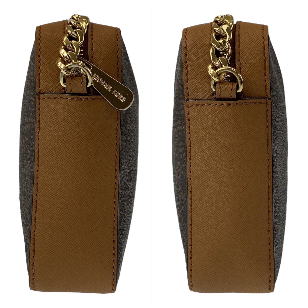 11339
Michael Kors マイケルコース ジェットセット クロスボディ ブラウン ゴールド金具 PVC 斜め掛け ショルダーバッグ ポシェット  レディース