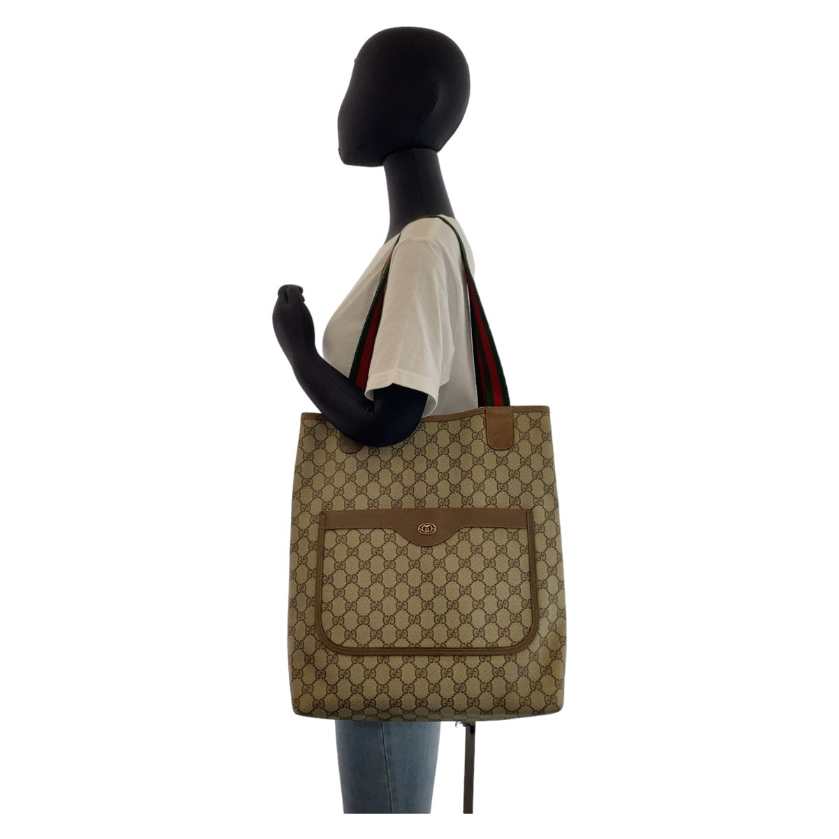 GUCCI グッチ ヴィンテージ オールドグッチ シェリーライン ベージュ ブラウン GGスプリームキャンバス 3902003 トートバッグ ショルダーバッグ  レディース