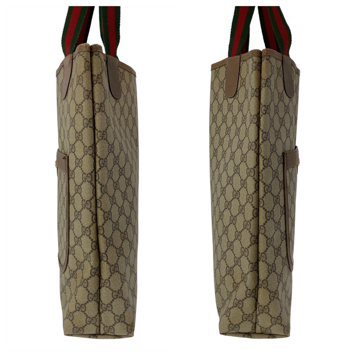 GUCCI グッチ ヴィンテージ オールドグッチ シェリーライン ベージュ ブラウン GGスプリームキャンバス 3902003 トートバッグ ショルダーバッグ  レディース