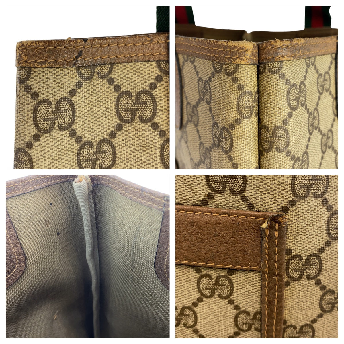 GUCCI グッチ ヴィンテージ オールドグッチ シェリーライン ベージュ ブラウン GGスプリームキャンバス 3902003 トートバッグ ショルダーバッグ  レディース
