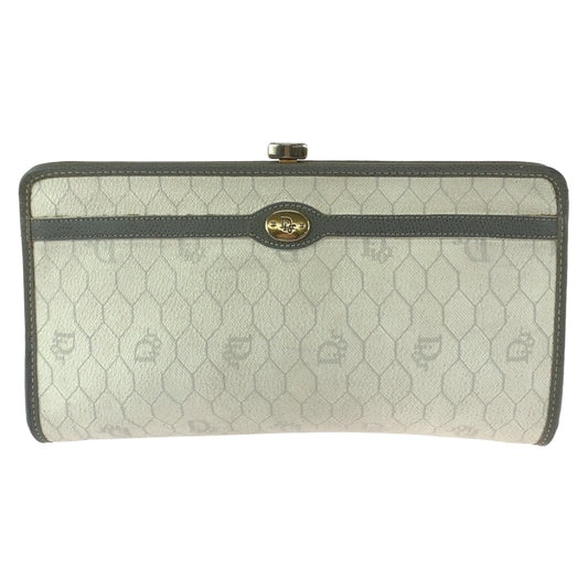 12445
Dior ディオール ヴィンテージ ハニカム ホワイト グレー ゴールド金具 PVC クラッチバッグ セカンドバッグ  レディース