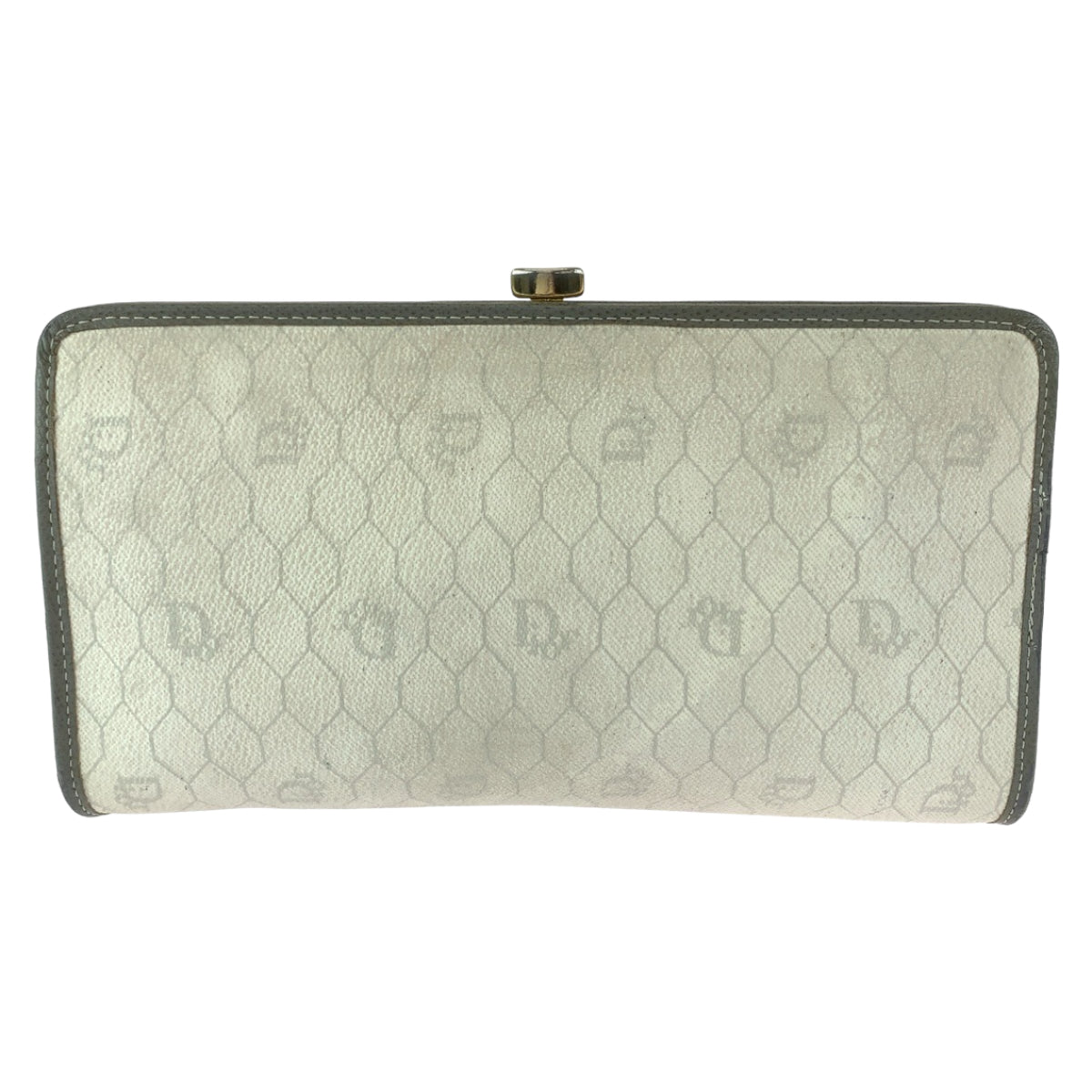 12445
Dior ディオール ヴィンテージ ハニカム ホワイト グレー ゴールド金具 PVC クラッチバッグ セカンドバッグ  レディース