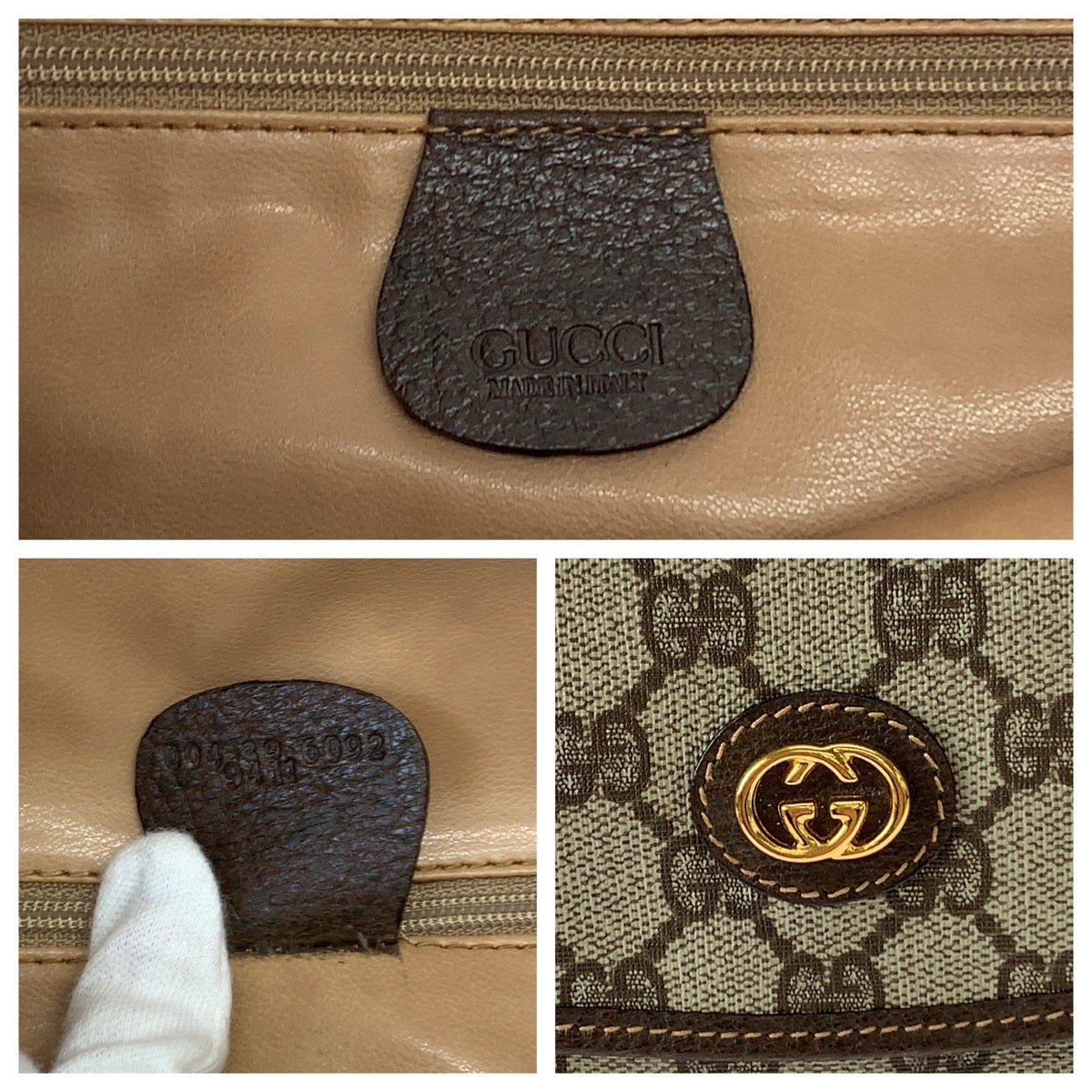 GUCCI グッチ ヴィンテージ オールドグッチ ベージュ ブラウン ゴールド金具 GGスプリームキャンバス / レザー 004 39 6092 クラッチバッグ セカンドバッグ  レディース