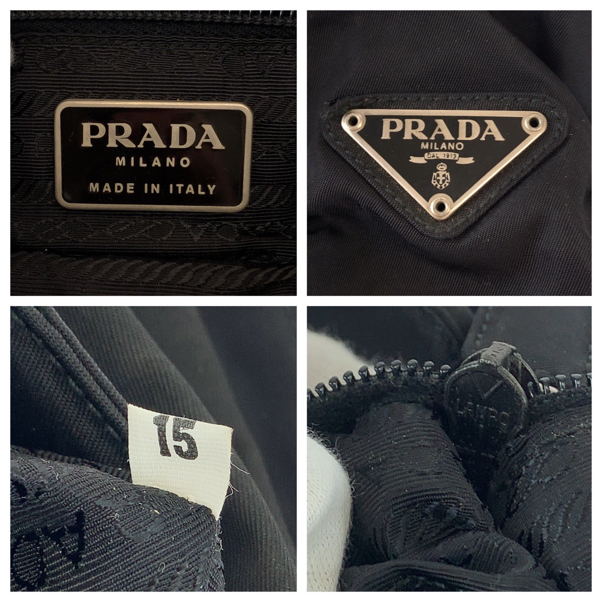 18016
PRADA プラダ テスート 三角ロゴプレート ブラック シルバー金具 ナイロン トートバッグ ハンドバッグ レディース ABP35