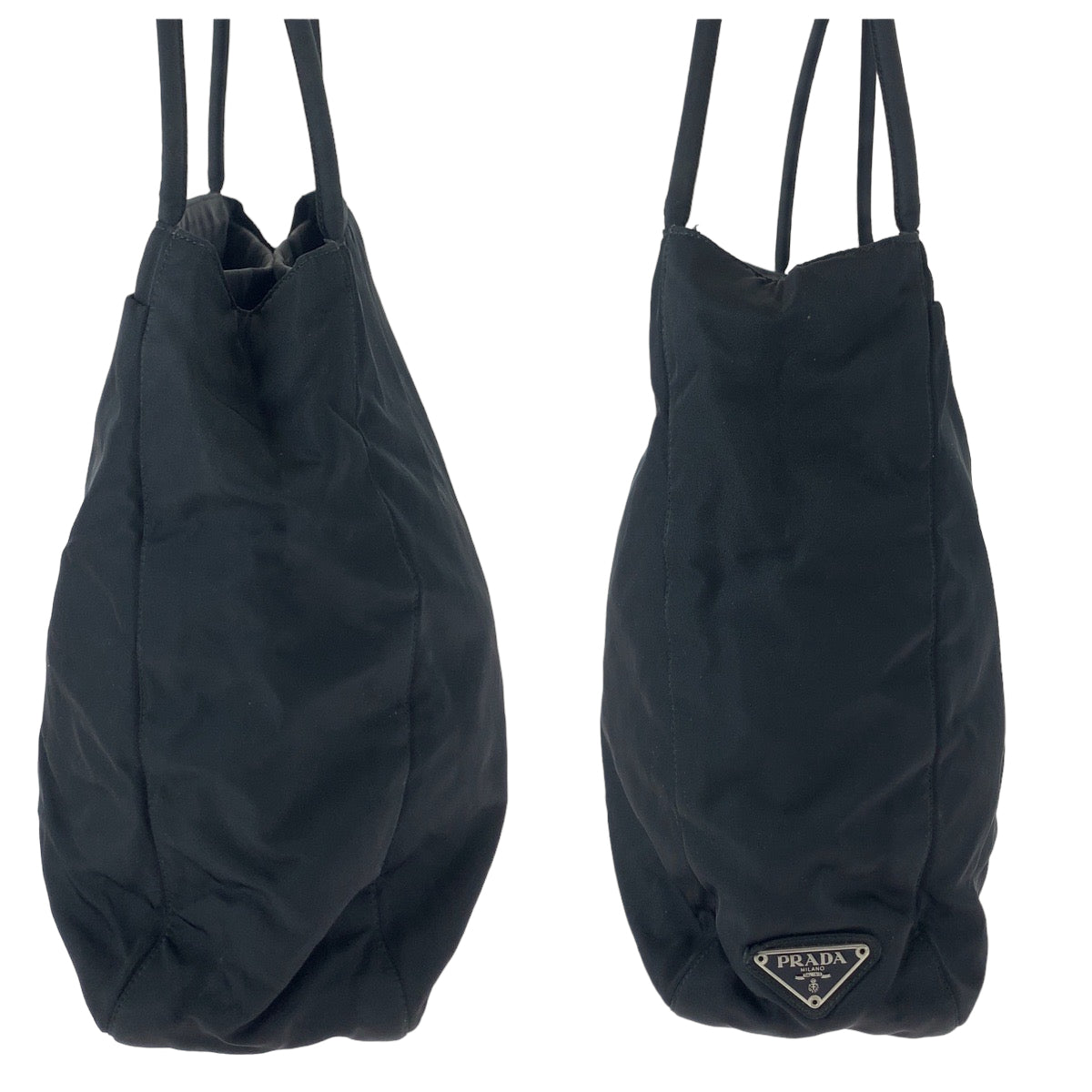 18016
PRADA プラダ テスート 三角ロゴプレート ブラック シルバー金具 ナイロン トートバッグ ハンドバッグ  レディース ABP35