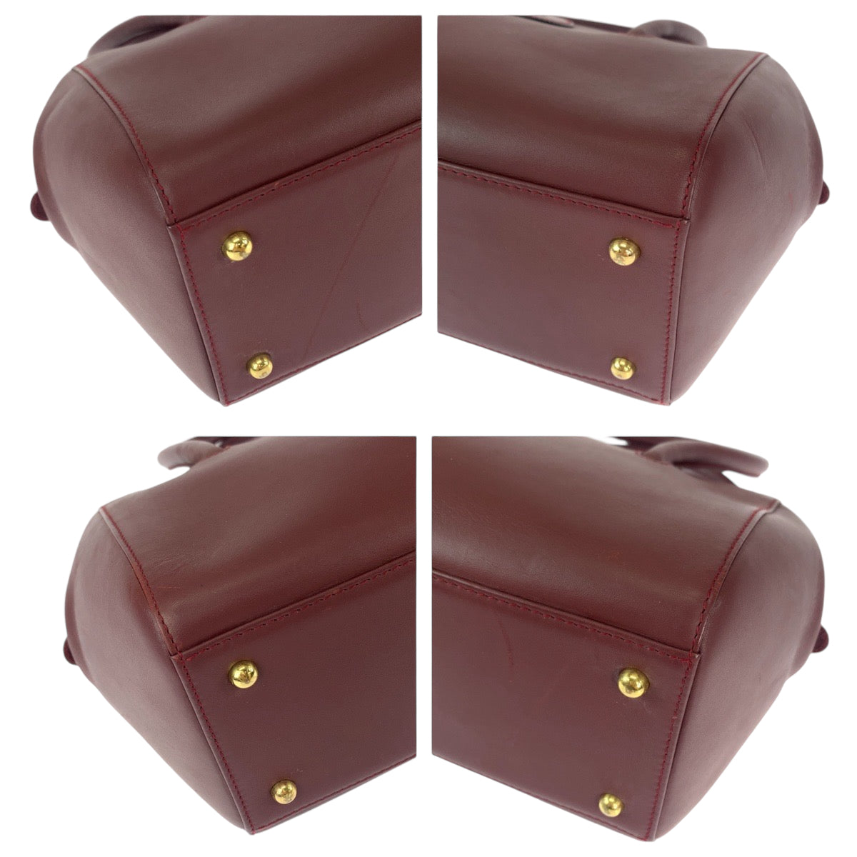 12444
CARTIER カルティエ マストライン ボルドー レッド ゴールド金具 レザー ボストンバッグ ハンドバッグ  レディース